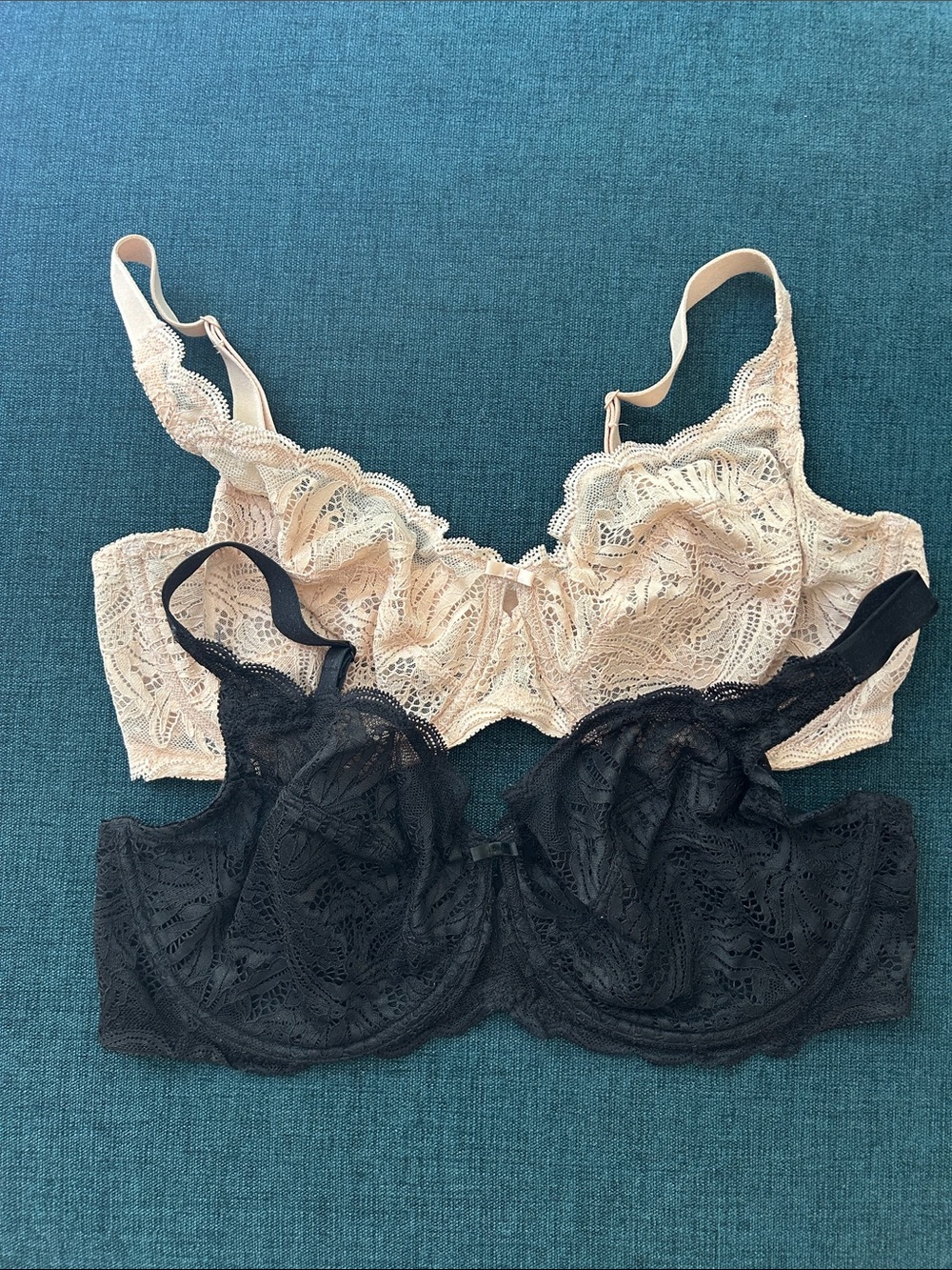 Felina Lace Underwire Bras in Black and Beige